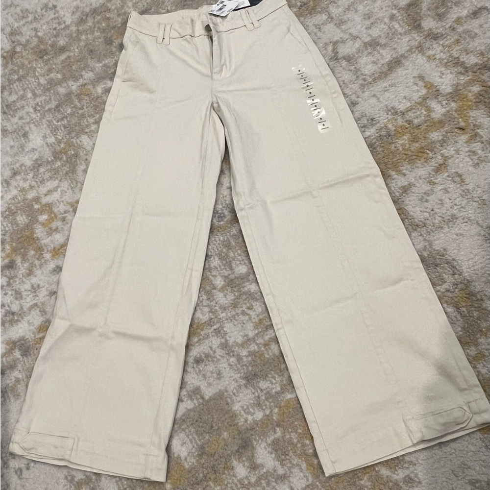 American Eagle Outfitters Cream Wide Leg Convertible Trouser - Picture 2 of 2